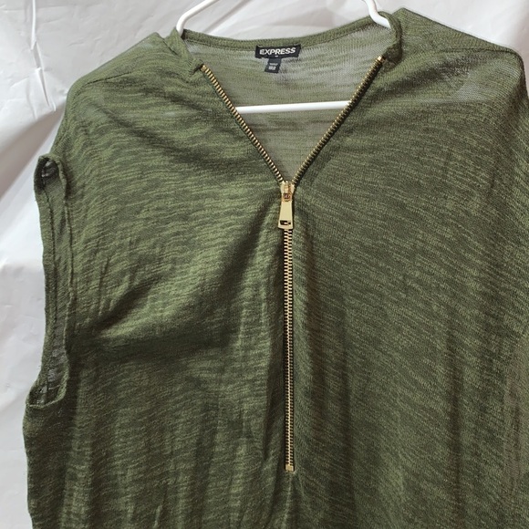 EXPRESS Green Sheer Sleeveless Half zip Shirt Size XS/S - Picture 2 of 5